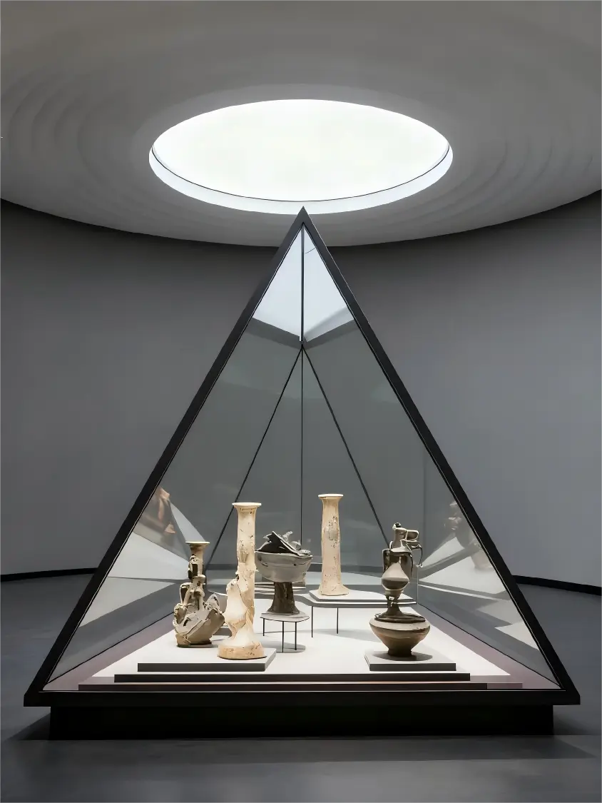 Pyramid-shaped display cabinet