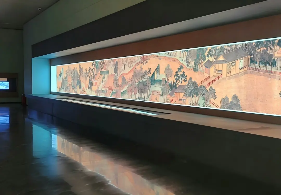 museum exhibition display case, extra long horizontal museum display case for ancient painting and scroll artwork exhibition